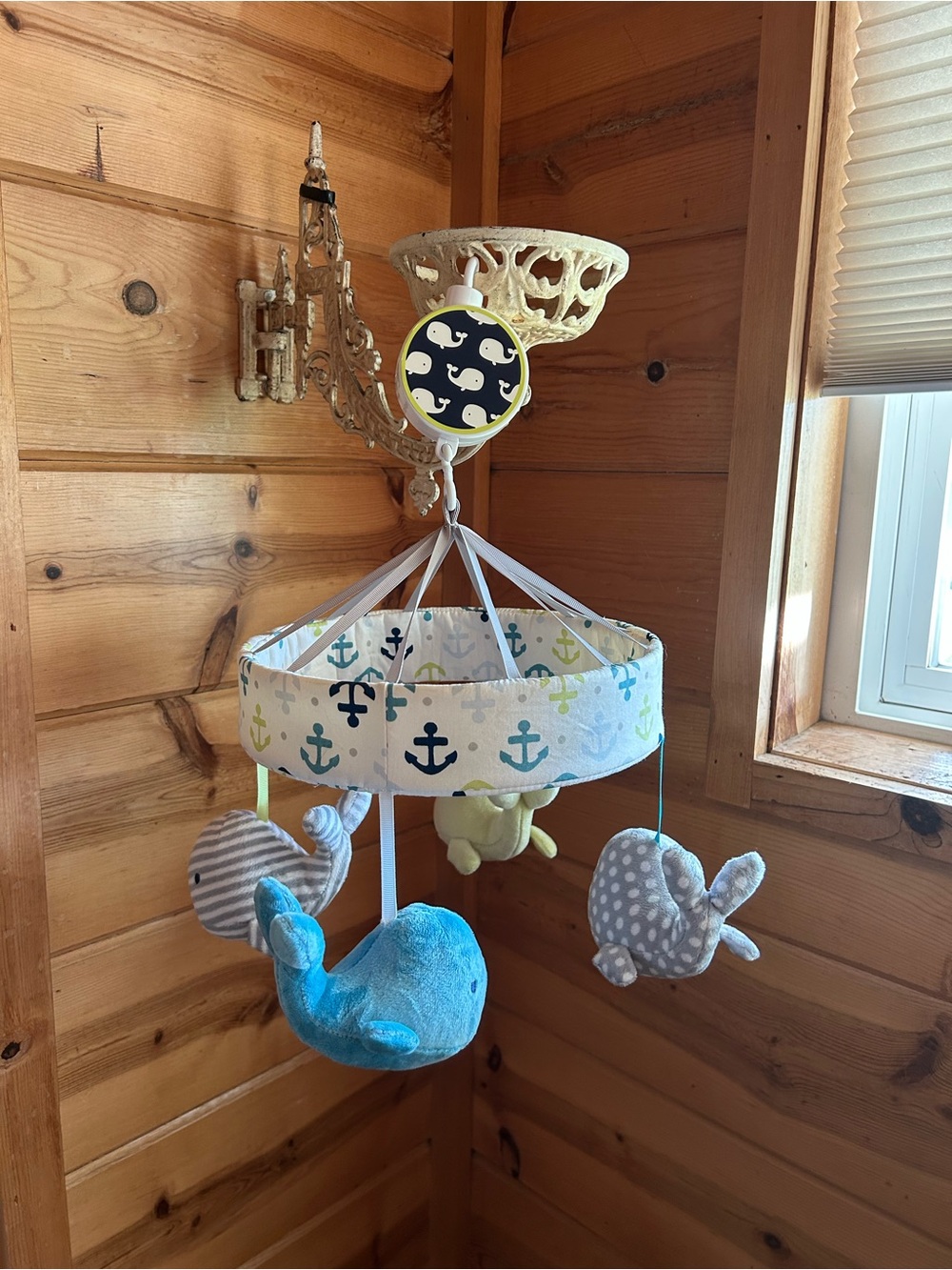 Nursery Whale & Anchor Hanging Mobile - Blue